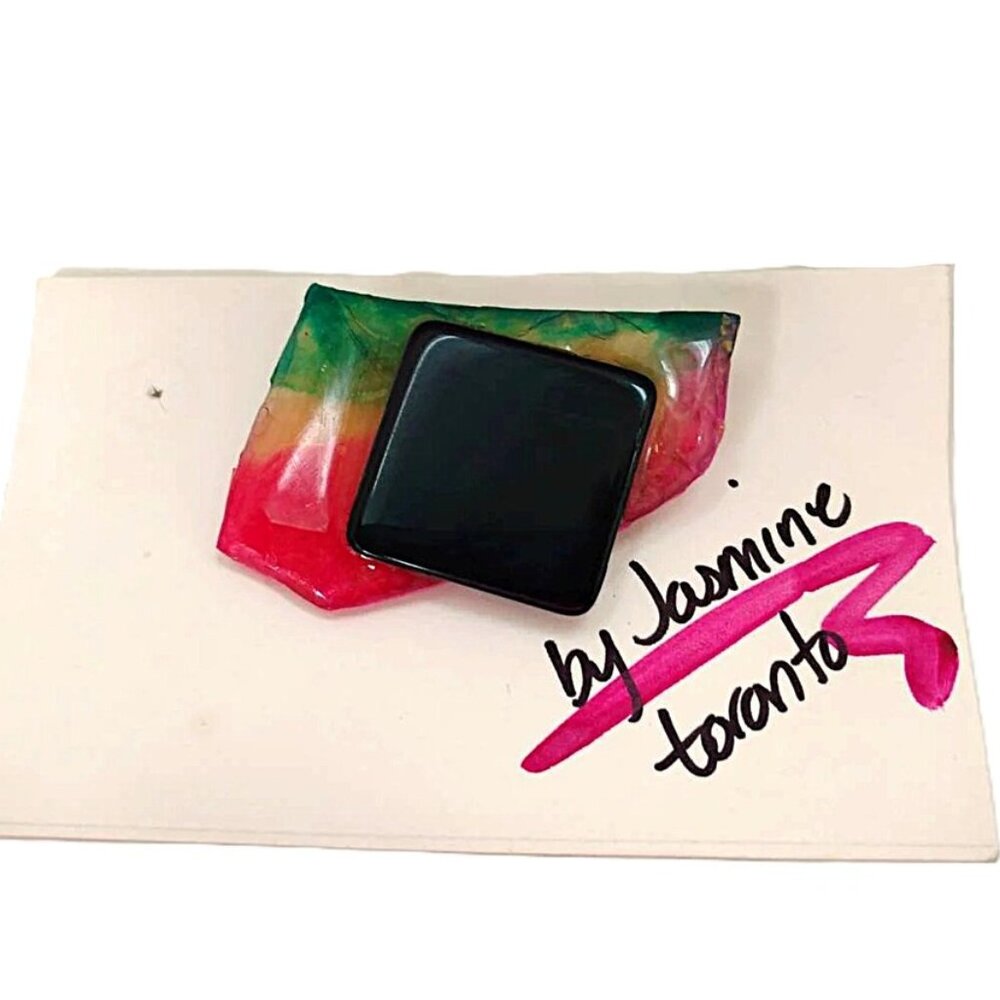 Vintage 80s Brooch Resin Artisan Handmade by Jasmine Toronto NOS Chunky Plastic